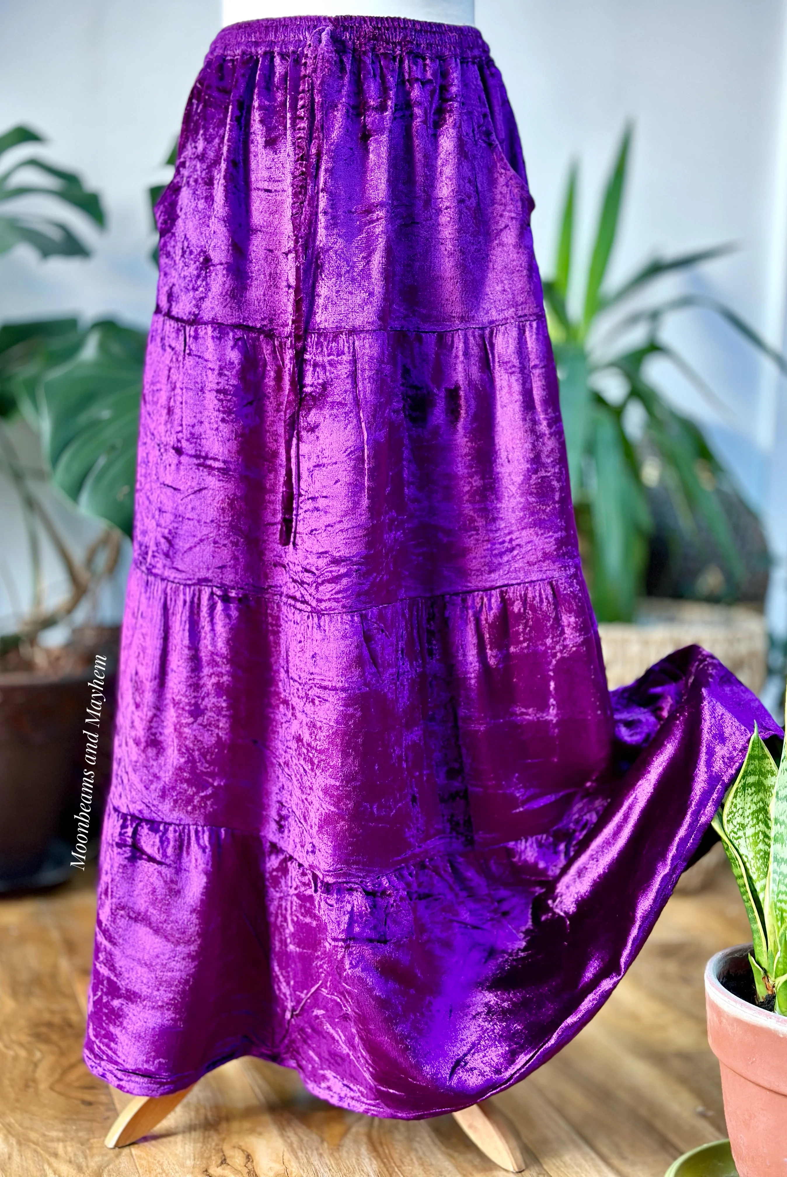 AMETHYST PURPLE STARGAZER VELVET SKIRT (WITH POCKETS) - Image 3