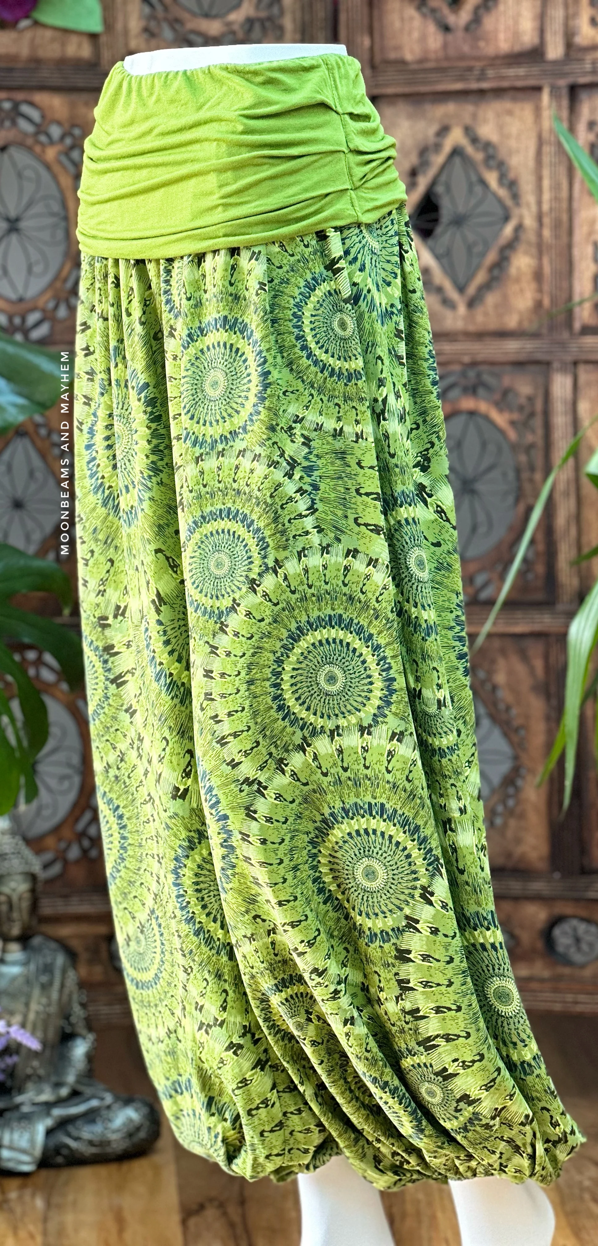 GREEN COSMIC BLAST HAREM TROUSERS (SIZE 10 - 18) - Image 2