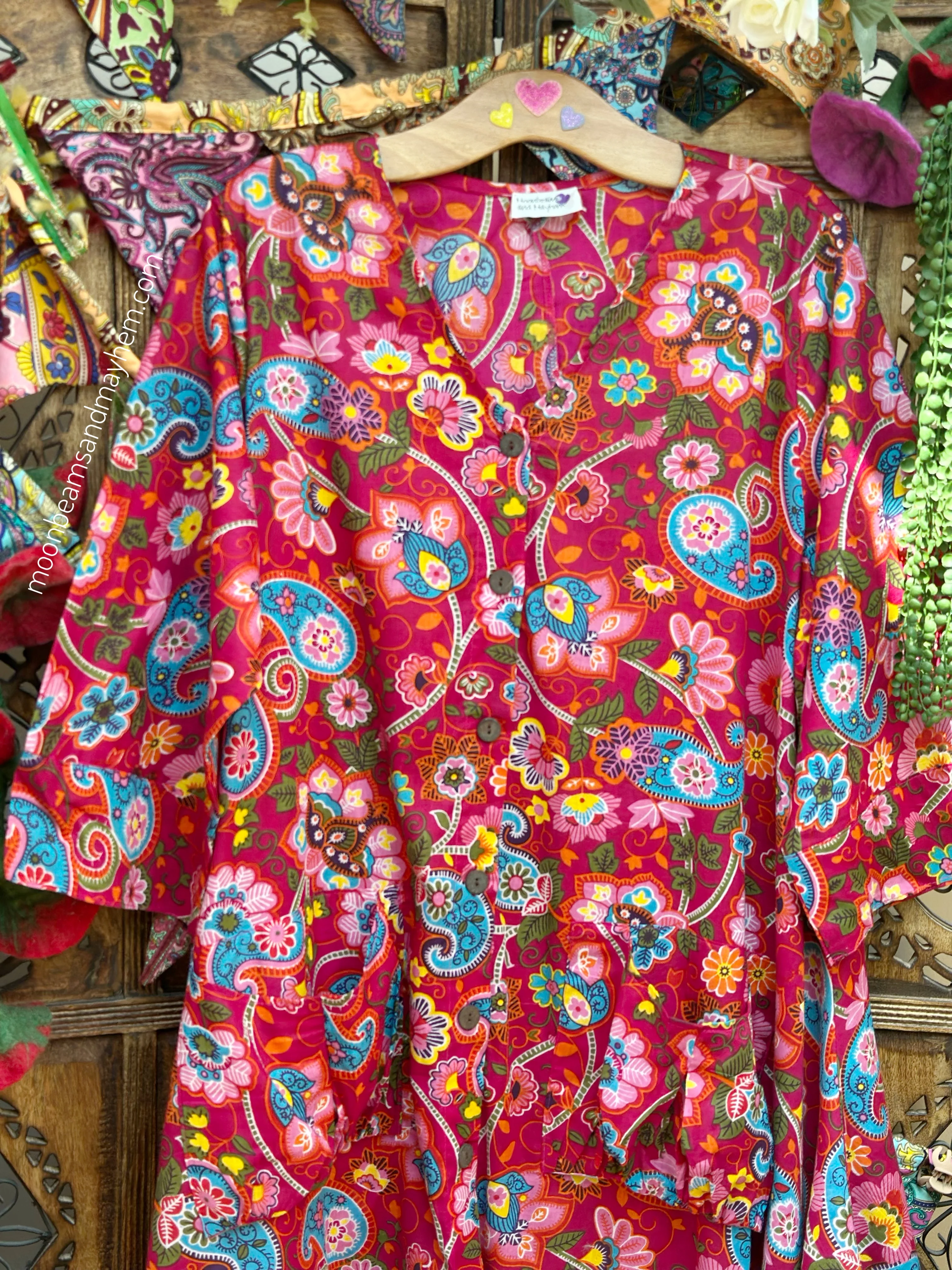 PAINTED PEONY ART TUNIC/DRESS S529 - Image 4