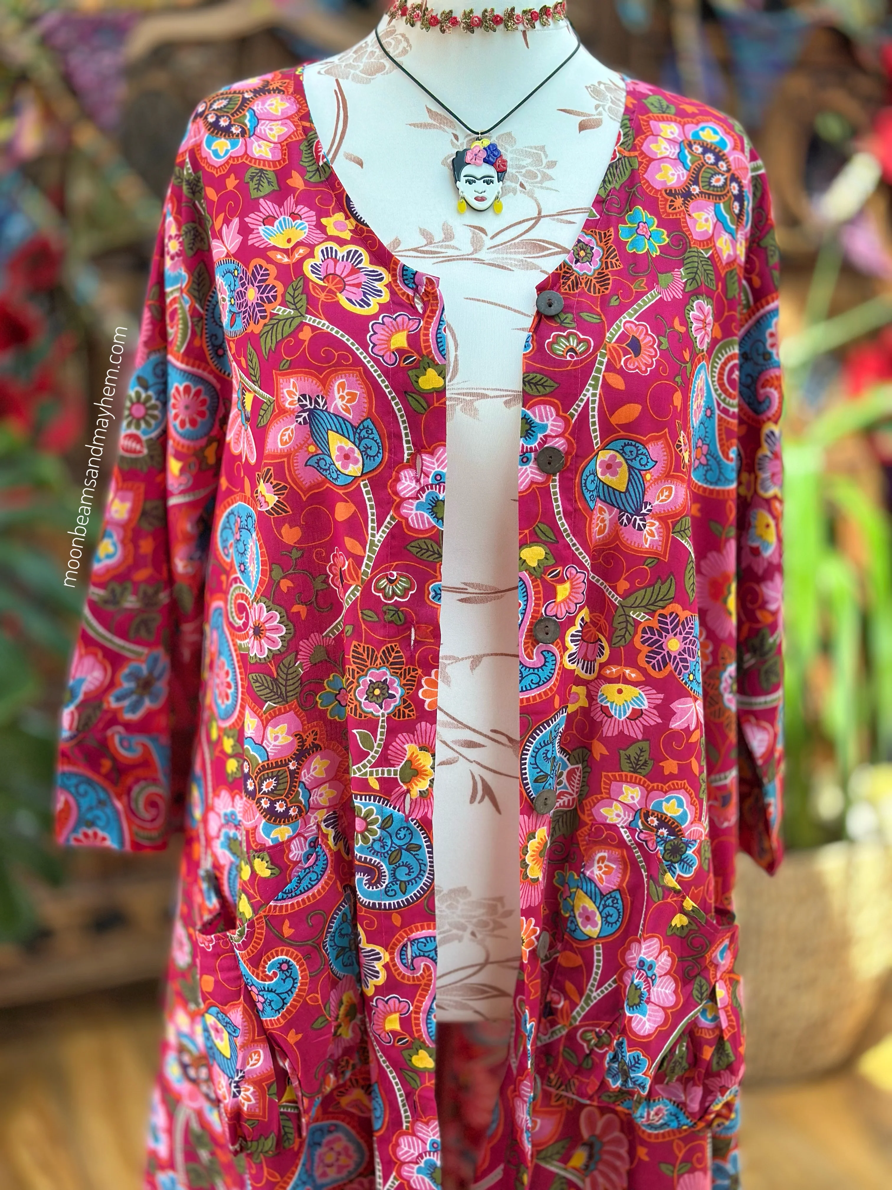 PAINTED PEONY ART TUNIC/DRESS S529 - Image 6