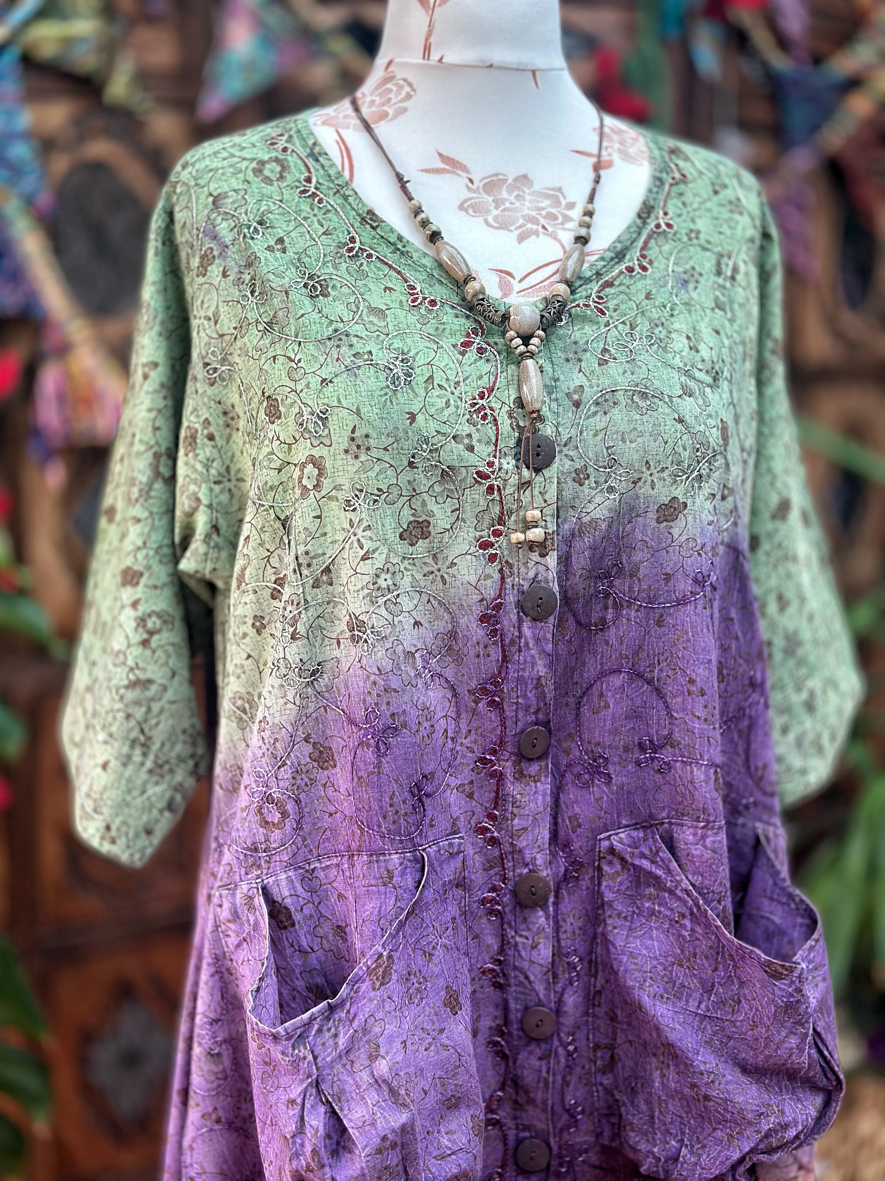 SUNDANCE COTTON SMOCK DRESS / TUNIC SIZE L (SD114) - Image 3